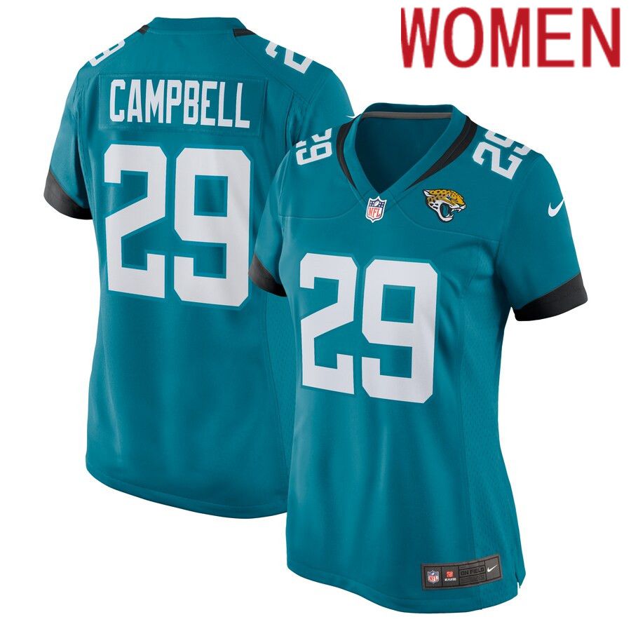 Women Jacksonville Jaguars 29 Tevaughn Campbell Nike Teal Home Game Player NFL Jersey